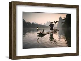 China, Guanxi, Yangshuo. Old Chinese Fisherman-Matteo Colombo-Framed Photographic Print