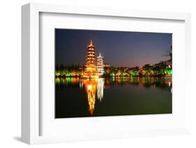 China, Guilin at Night, Double Pagoda 'Riyue Shuang Ta'-Catharina Lux-Framed Photographic Print