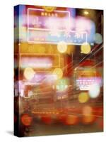 China, Hong Kong. Abstract of city lights at night.-Jaynes Gallery-Stretched Canvas