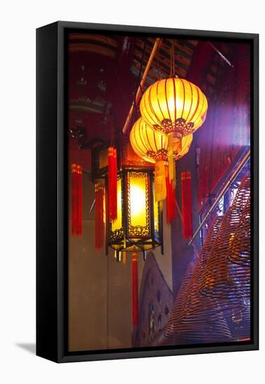 China, Hong Kong, Spiral Incense Sticks at Man Mo Temple-Terry Eggers-Framed Stretched Canvas