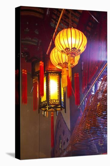 China, Hong Kong, Spiral Incense Sticks at Man Mo Temple-Terry Eggers-Stretched Canvas