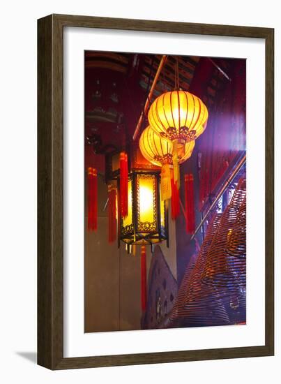 China, Hong Kong, Spiral Incense Sticks at Man Mo Temple-Terry Eggers-Framed Photographic Print