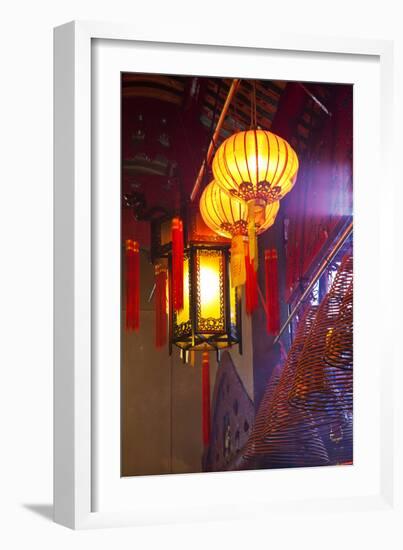 China, Hong Kong, Spiral Incense Sticks at Man Mo Temple-Terry Eggers-Framed Photographic Print