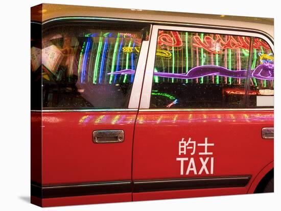 China, Hong Kong, Wan Chai, Nightlife Neon Reflected in a Hong Kong Taxi Window-Gavin Hellier-Stretched Canvas