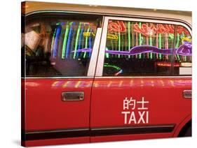 China, Hong Kong, Wan Chai, Nightlife Neon Reflected in a Hong Kong Taxi Window-Gavin Hellier-Stretched Canvas