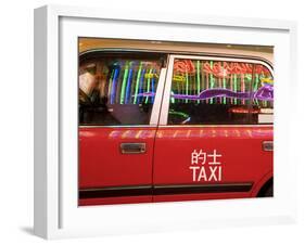 China, Hong Kong, Wan Chai, Nightlife Neon Reflected in a Hong Kong Taxi Window-Gavin Hellier-Framed Photographic Print