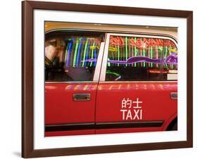 China, Hong Kong, Wan Chai, Nightlife Neon Reflected in a Hong Kong Taxi Window-Gavin Hellier-Framed Photographic Print
