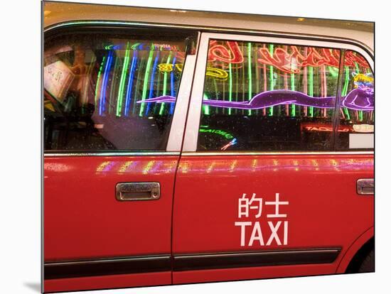 China, Hong Kong, Wan Chai, Nightlife Neon Reflected in a Hong Kong Taxi Window-Gavin Hellier-Mounted Photographic Print