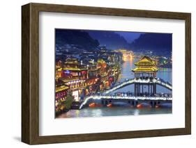 China, Hunan province, Fenghuang, riverside houses-Maurizio Rellini-Framed Photographic Print