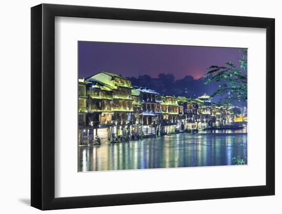 China, Hunan province, Fenghuang, riverside houses-Maurizio Rellini-Framed Photographic Print