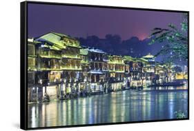 China, Hunan province, Fenghuang, riverside houses-Maurizio Rellini-Framed Stretched Canvas