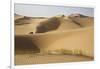 China, Inner Mongolia, Badain Jaran Desert. Vehicle on lip of dune.-Ellen Anon-Framed Photographic Print