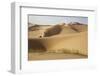 China, Inner Mongolia, Badain Jaran Desert. Vehicle on lip of dune.-Ellen Anon-Framed Photographic Print