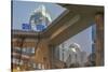 China, Jiangsu, Nanjing. Expressway and modern buildings near Nanjing South Station.-Rob Tilley-Stretched Canvas