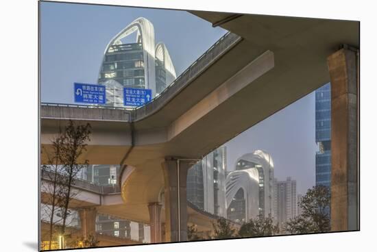 China, Jiangsu, Nanjing. Expressway and modern buildings near Nanjing South Station.-Rob Tilley-Mounted Photographic Print