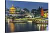 China, Jiangsu, Nanjing. Qinhuai River at Twilight-Rob Tilley-Stretched Canvas