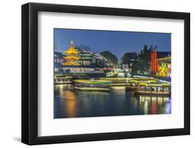 China, Jiangsu, Nanjing. Qinhuai River at Twilight-Rob Tilley-Framed Photographic Print