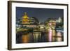 China, Jiangsu, Nanjing. Qinhuai River at twilight.-Rob Tilley-Framed Photographic Print