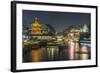 China, Jiangsu, Nanjing. Qinhuai River at twilight.-Rob Tilley-Framed Photographic Print