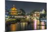 China, Jiangsu, Nanjing. Qinhuai River at twilight.-Rob Tilley-Mounted Photographic Print