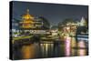 China, Jiangsu, Nanjing. Qinhuai River at twilight.-Rob Tilley-Stretched Canvas