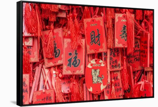 China, Jiansu, Nanjing. Confucius Temple (Fuzimiao), prayer plaques.-Rob Tilley-Framed Stretched Canvas