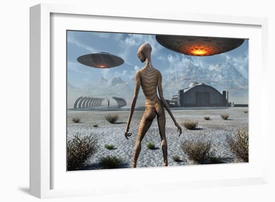 China Lake Military Base Where Aliens and Humans Work Together-null-Framed Art Print