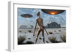 China Lake Military Base Where Aliens and Humans Work Together-null-Framed Art Print