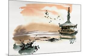 China Landscape with Pagoda-Trends International-Mounted Poster