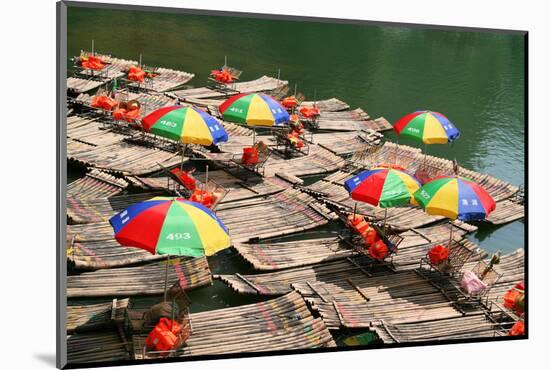 China, Li River, Rafts with Colourful Sunshades-Catharina Lux-Mounted Photographic Print