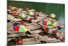 China, Li River, Rafts with Colourful Sunshades-Catharina Lux-Mounted Photographic Print