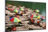 China, Li River, Rafts with Colourful Sunshades-Catharina Lux-Mounted Photographic Print