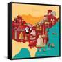 China Map and Travel.China Landmark Eps 10 Format-Sajja-Framed Stretched Canvas