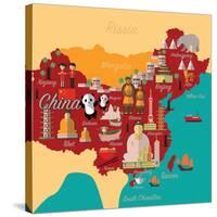 China Map and Travel.China Landmark Eps 10 Format-Sajja-Stretched Canvas