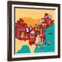 China Map and Travel.China Landmark Eps 10 Format-Sajja-Framed Art Print