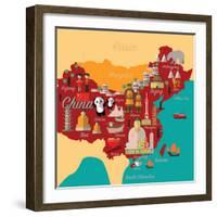 China Map and Travel.China Landmark Eps 10 Format-Sajja-Framed Art Print