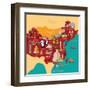 China Map and Travel.China Landmark Eps 10 Format-Sajja-Framed Art Print