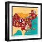 China Map and Travel.China Landmark Eps 10 Format-Sajja-Framed Art Print