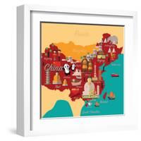 China Map and Travel.China Landmark Eps 10 Format-Sajja-Framed Art Print