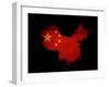 China Outline Map with Grunge Flag-Veneratio-Framed Art Print