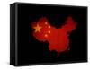 China Outline Map with Grunge Flag-Veneratio-Framed Stretched Canvas