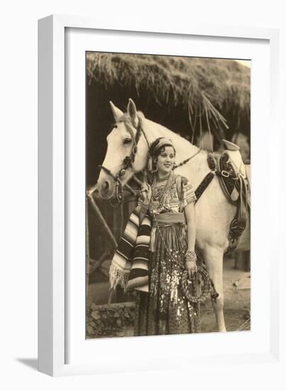 China Poblana in Native Garb with Horse, Mexico-null-Framed Art Print