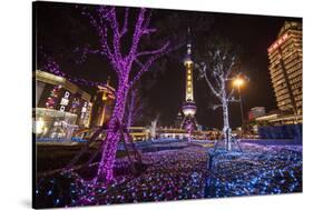 China, Shanghai. Artistic Light Display at Night-Jaynes Gallery-Stretched Canvas