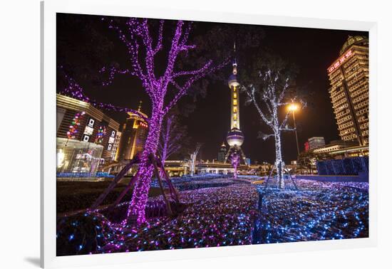 China, Shanghai. Artistic Light Display at Night-Jaynes Gallery-Framed Photographic Print