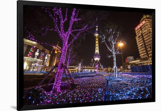 China, Shanghai. Artistic Light Display at Night-Jaynes Gallery-Framed Photographic Print