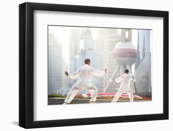 China, Shanghai. Chinese Men Practising Tai Chi on the Bund (Mr)-Matteo Colombo-Framed Photographic Print