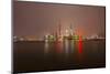 China, Shanghai. Downtown Buildings at Night-Jaynes Gallery-Mounted Photographic Print