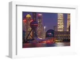 China, Shanghai. Downtown Buildings at Night-Jaynes Gallery-Framed Photographic Print