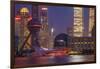 China, Shanghai. Downtown Buildings at Night-Jaynes Gallery-Framed Photographic Print