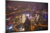 China, Shanghai. Downtown Buildings at Night-Jaynes Gallery-Mounted Photographic Print